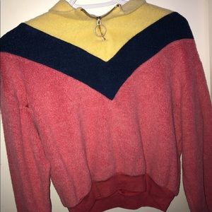 retro fleece cropped zip up